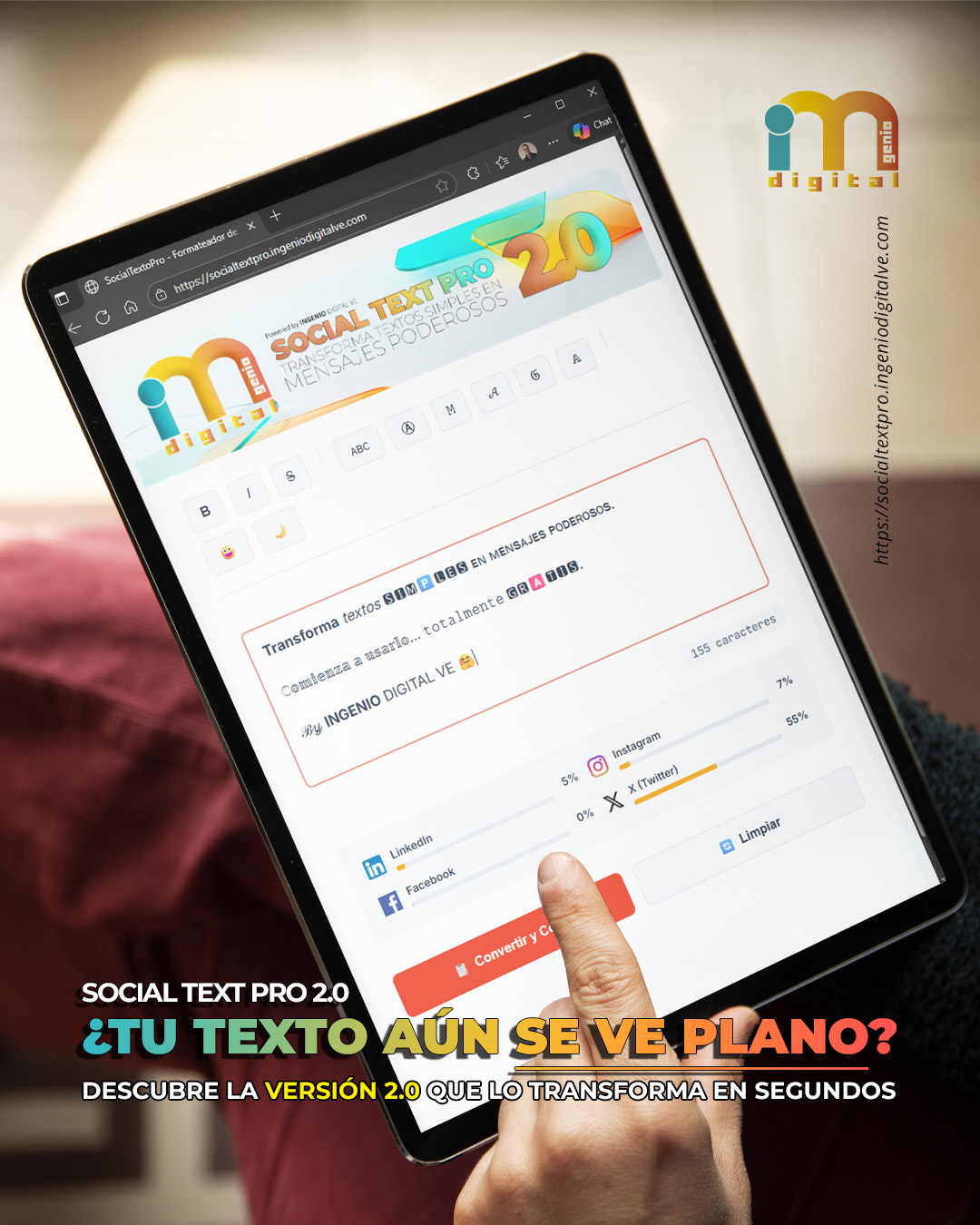 Convierte textos simples, en mensajes y caracteres poderosos